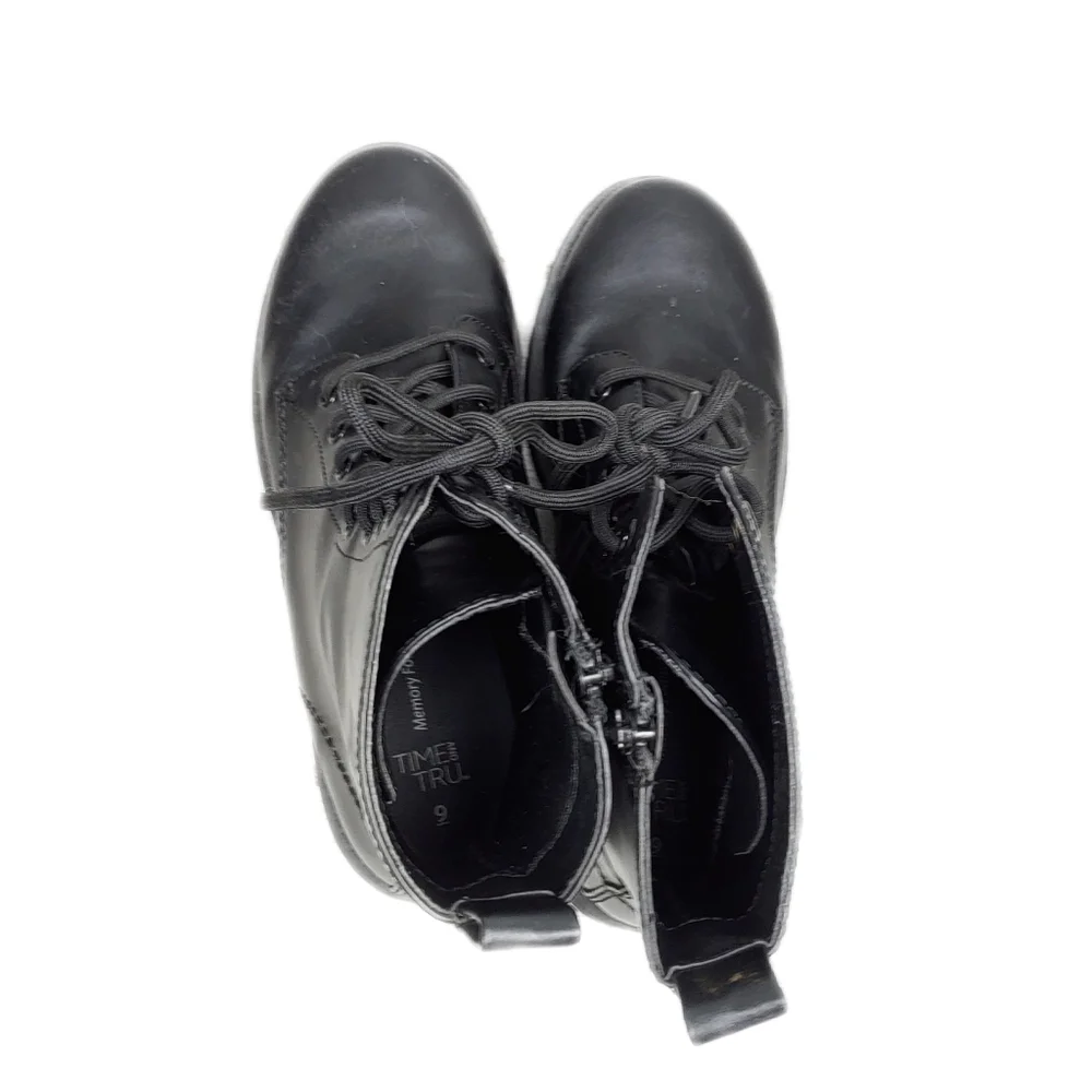 **SOLD**Time & Tru Black Womens 9 Faux Leather Combat Moto Boots - Picture 6 of 8